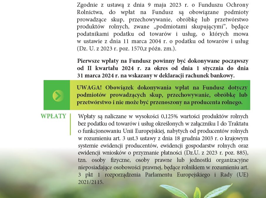 Miniaturka artykułu Fundusz Ochrony Rolnictwa – deklaracje i wpłaty.