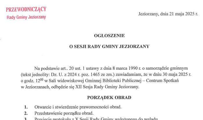 Miniaturka artykułu Zaproszenie na sesję RG