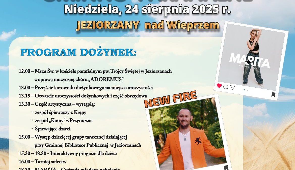 Miniaturka artykułu ZAPRASZAMY NA DOŻYNKI GMINNO-PARAFIALNE W JEZIORZANACH