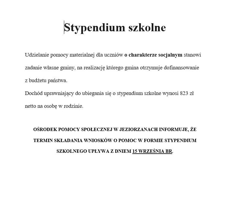 Miniaturka artykułu Stypendium Szkolne na rok 2025/2026