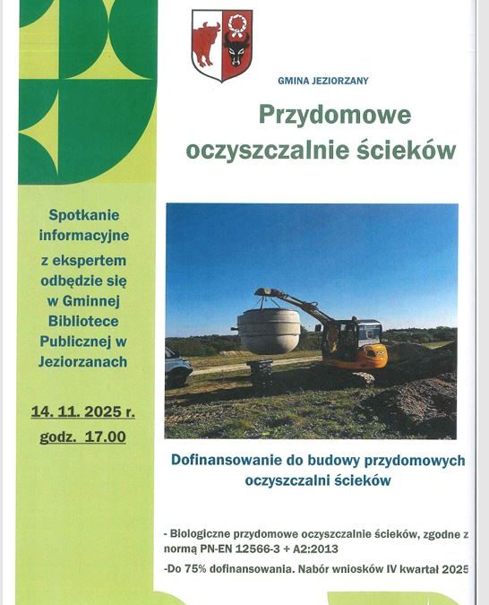Miniaturka artykułu Spotkanie informacyjne dotyczące przydomowych oczyszczalni ścieków