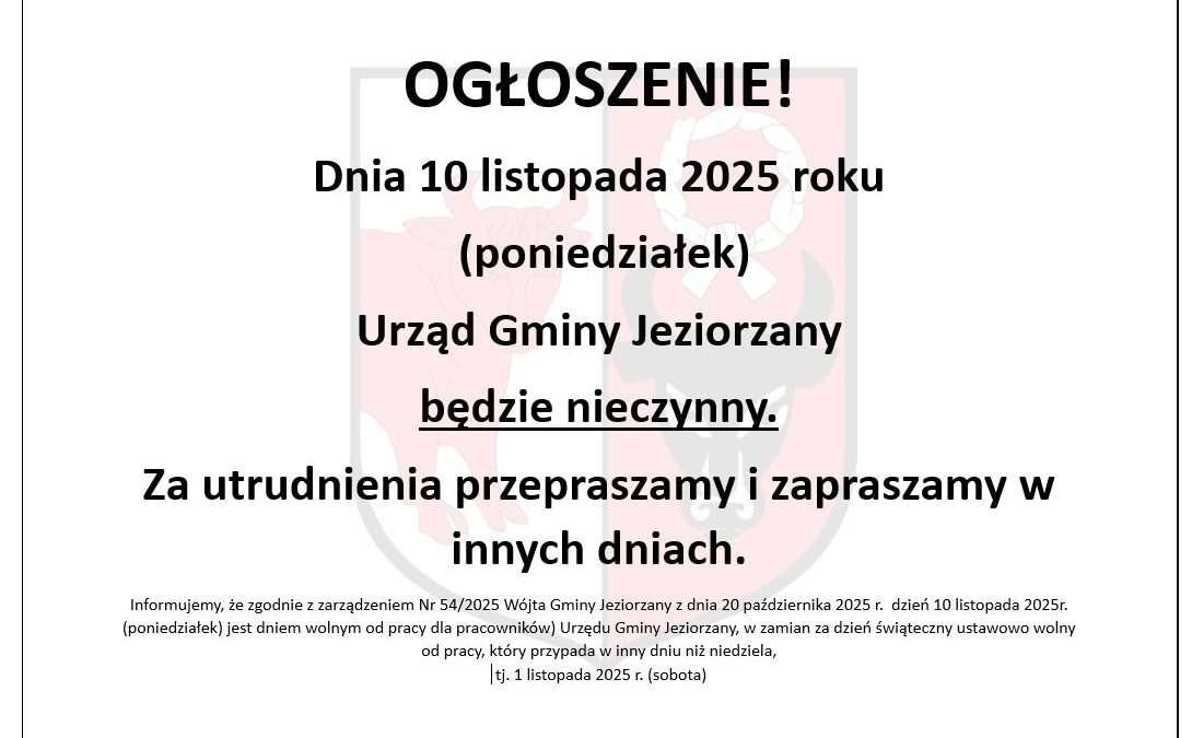 Miniaturka artykułu OGŁOSZENIE!