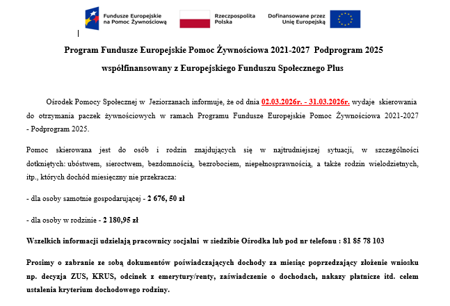 Miniaturka artykułu PROGRAM POMOC ŻYWNOŚCIOWA