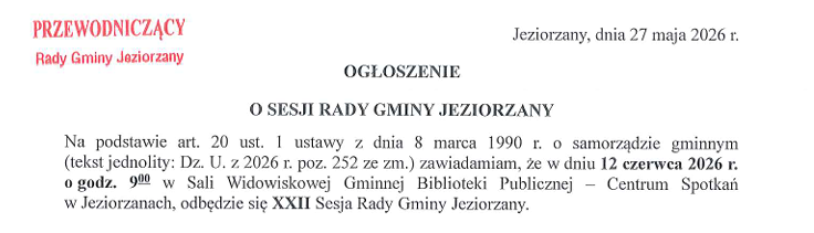 Miniaturka artykułu 12 czerwca – XXII Sesja Rady Gminy Jeziorzany
